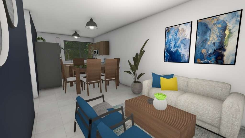 Apartamento M sala, comedor y cocina