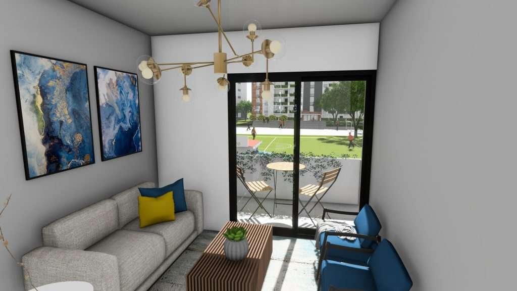 Apartamento F sala y balcón