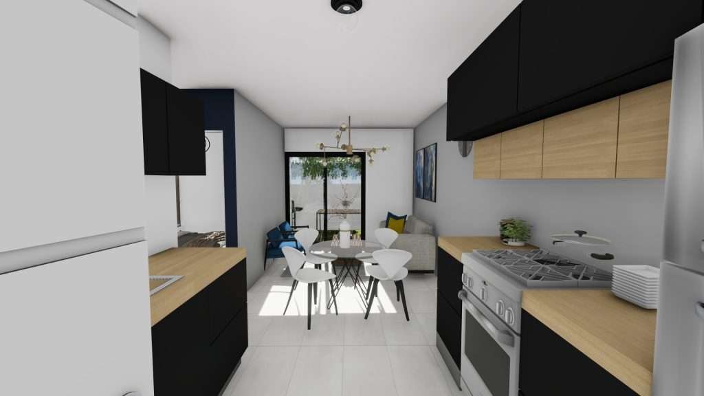 Apartamento B sala, cocina y comedor
